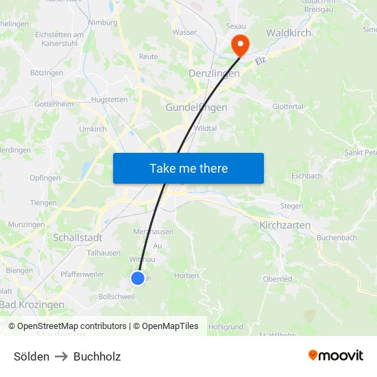 Sölden to Buchholz map