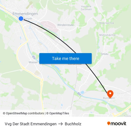 Vvg Der Stadt Emmendingen to Buchholz map