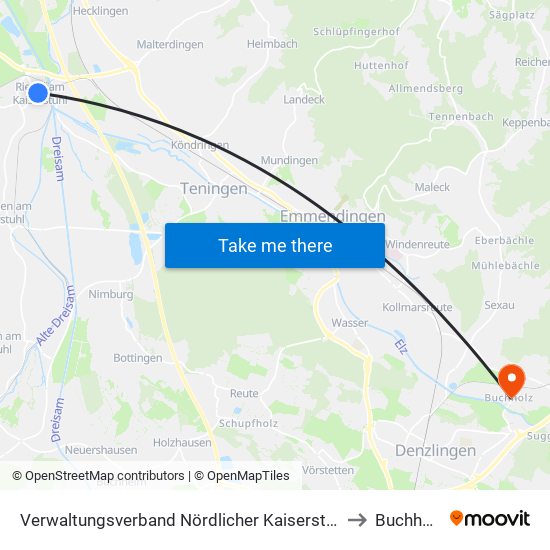 Verwaltungsverband Nördlicher Kaiserstuhl to Buchholz map