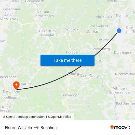 Fluorn-Winzeln to Buchholz map