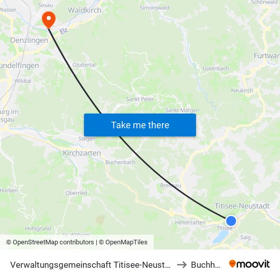 Verwaltungsgemeinschaft Titisee-Neustadt to Buchholz map