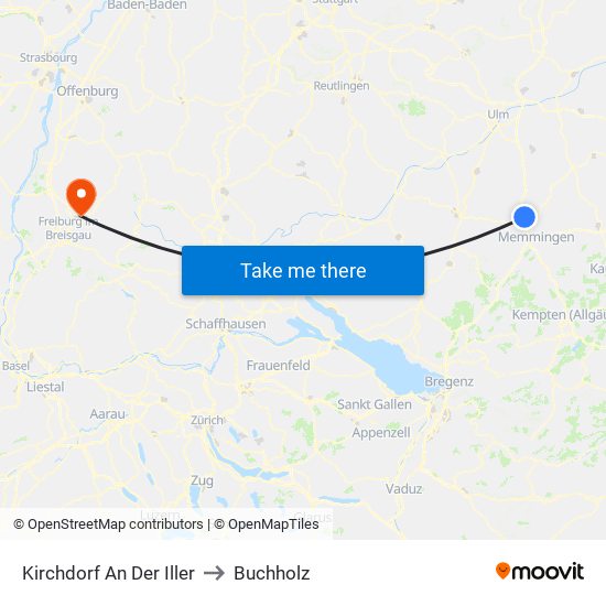 Kirchdorf An Der Iller to Buchholz map