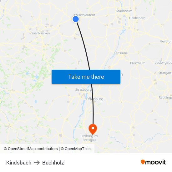 Kindsbach to Buchholz map