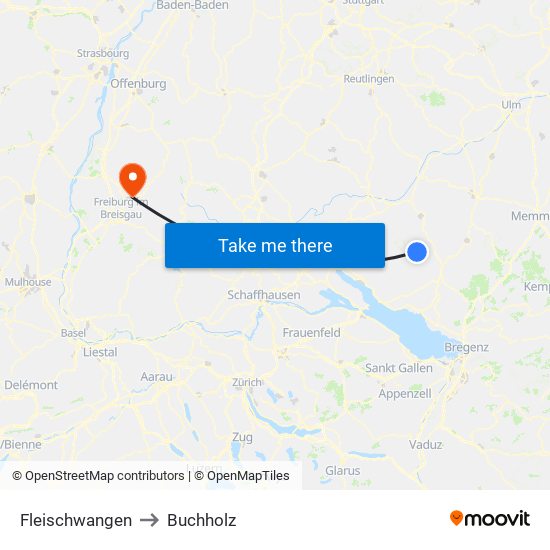 Fleischwangen to Buchholz map
