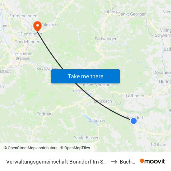 Verwaltungsgemeinschaft Bonndorf Im Schwarzwald to Buchholz map