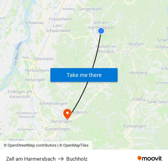 Zell am Harmersbach to Buchholz map