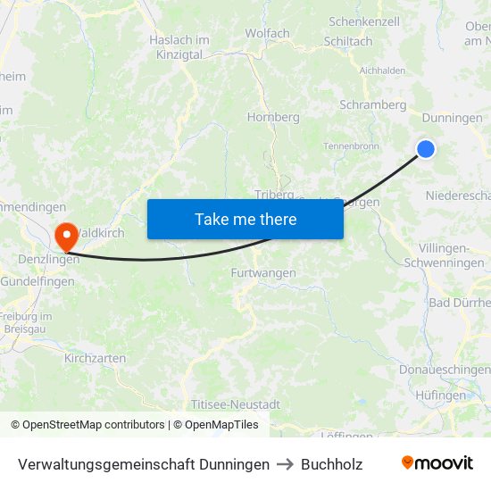 Verwaltungsgemeinschaft Dunningen to Buchholz map