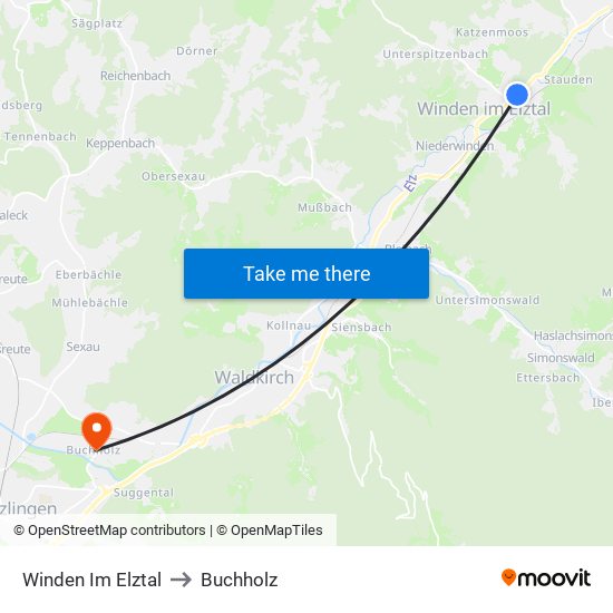 Winden Im Elztal to Buchholz map