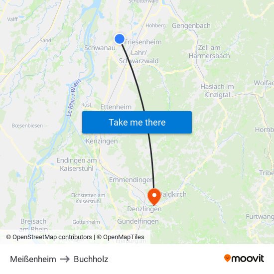 Meißenheim to Buchholz map