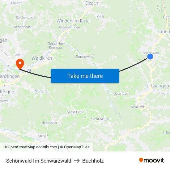 Schönwald Im Schwarzwald to Buchholz map