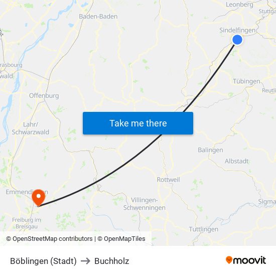 Böblingen (Stadt) to Buchholz map