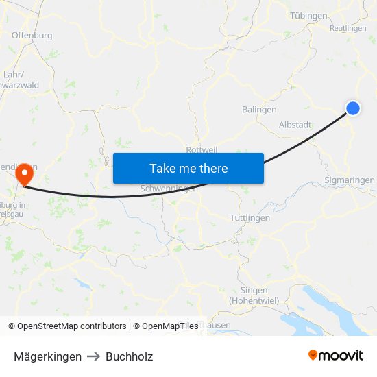 Mägerkingen to Buchholz map