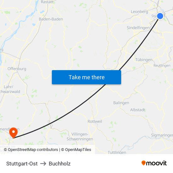 Stuttgart-Ost to Buchholz map