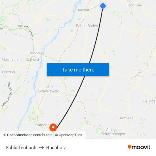 Schluttenbach to Buchholz map