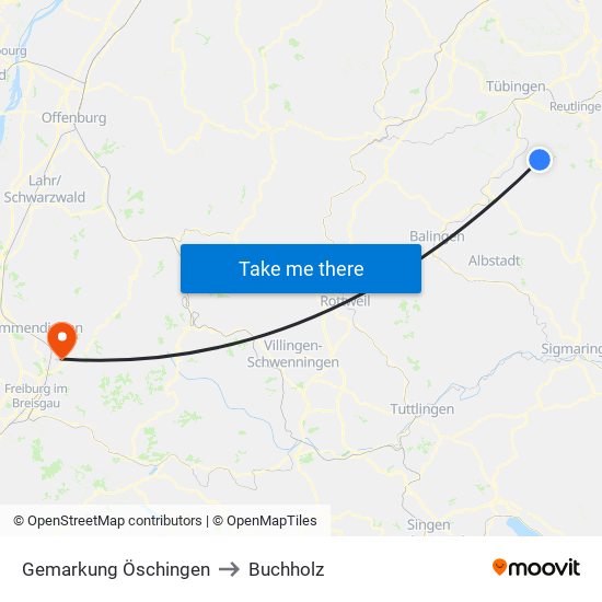 Gemarkung Öschingen to Buchholz map