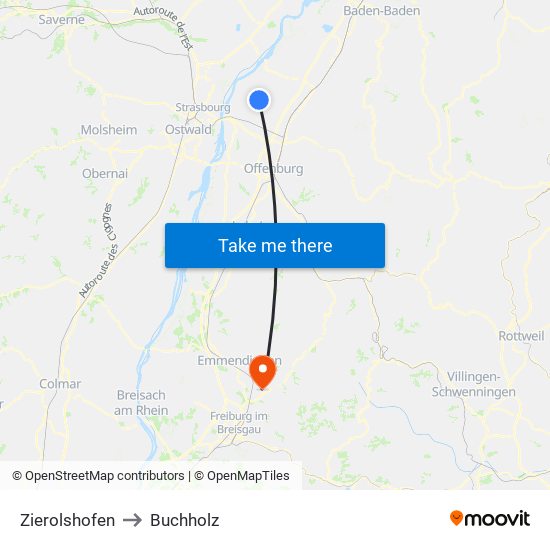 Zierolshofen to Buchholz map