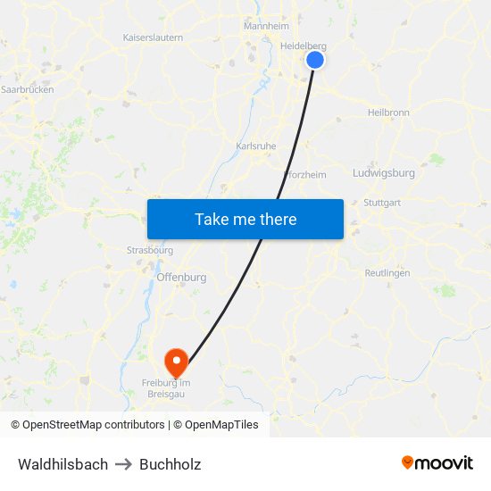 Waldhilsbach to Buchholz map