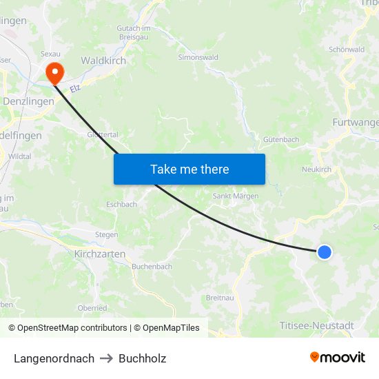 Langenordnach to Buchholz map