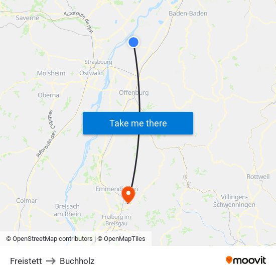 Freistett to Buchholz map