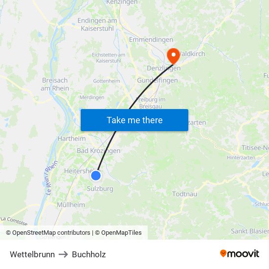 Wettelbrunn to Buchholz map