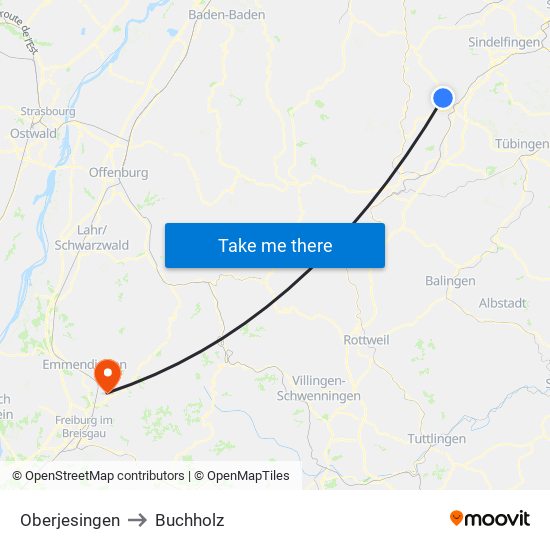 Oberjesingen to Buchholz map