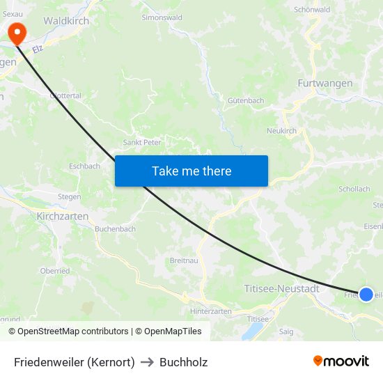 Friedenweiler (Kernort) to Buchholz map