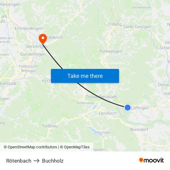 Rötenbach to Buchholz map