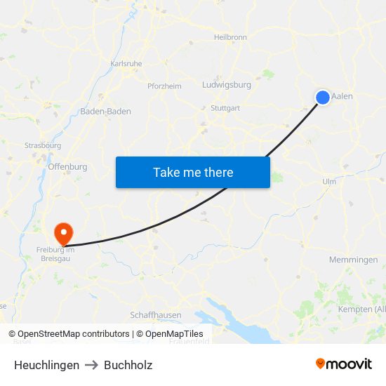 Heuchlingen to Buchholz map