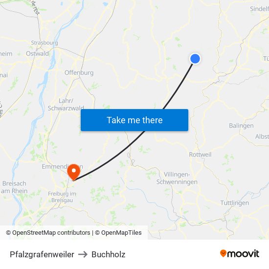 Pfalzgrafenweiler to Buchholz map