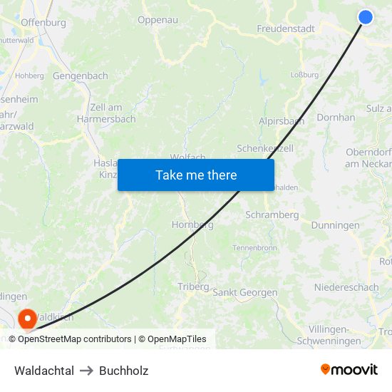 Waldachtal to Buchholz map