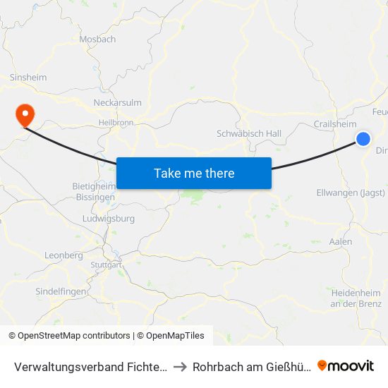 Verwaltungsverband Fichtenau to Rohrbach am Gießhübel map