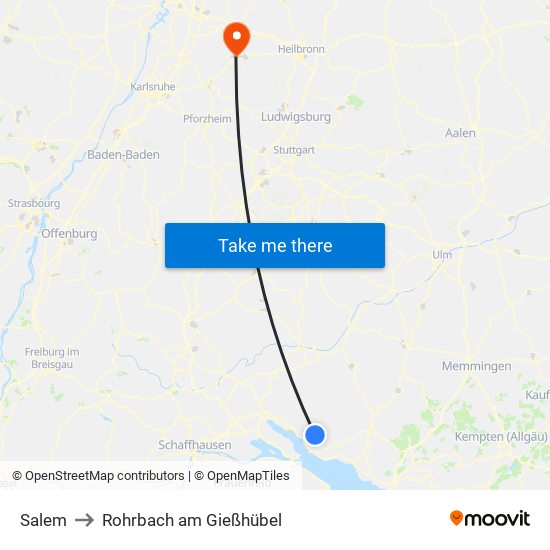 Salem to Rohrbach am Gießhübel map