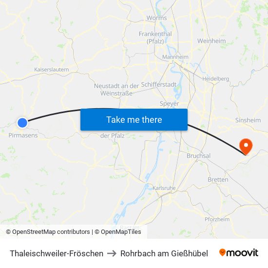 Thaleischweiler-Fröschen to Rohrbach am Gießhübel map