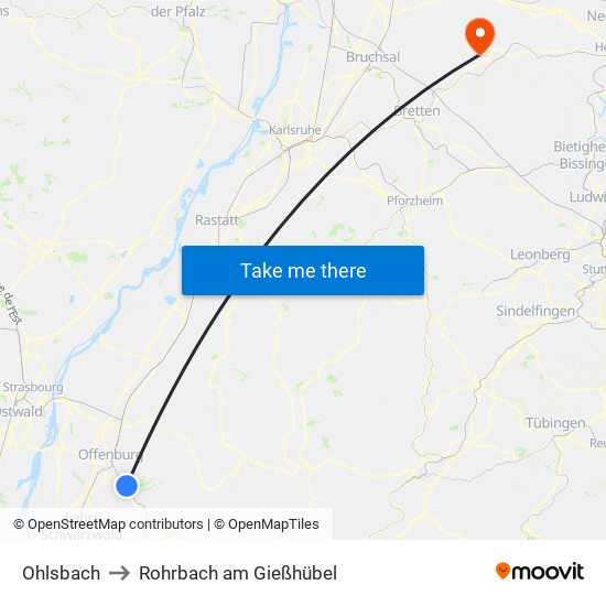 Ohlsbach to Rohrbach am Gießhübel map