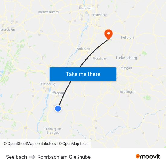 Seelbach to Rohrbach am Gießhübel map