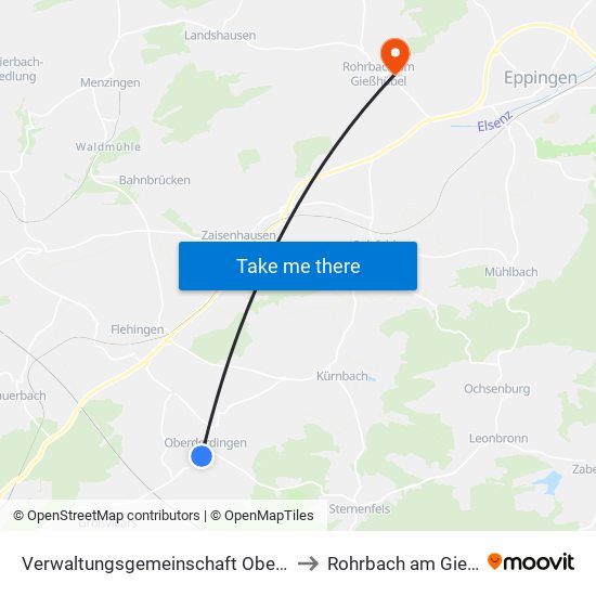 Verwaltungsgemeinschaft Oberderdingen to Rohrbach am Gießhübel map