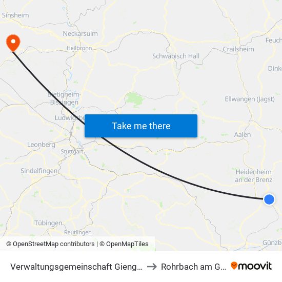 Verwaltungsgemeinschaft Giengen An Der Brenz to Rohrbach am Gießhübel map