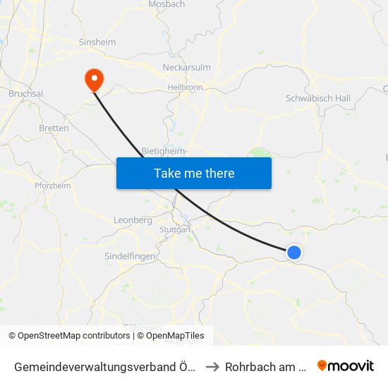 Gemeindeverwaltungsverband Östlicher Schurwald to Rohrbach am Gießhübel map