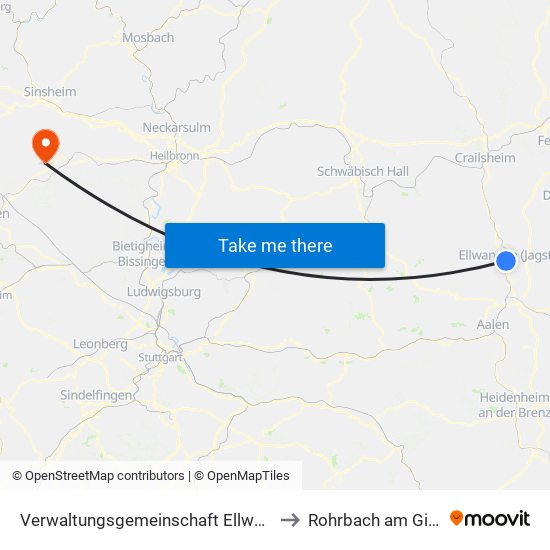 Verwaltungsgemeinschaft Ellwangen (Jagst) to Rohrbach am Gießhübel map