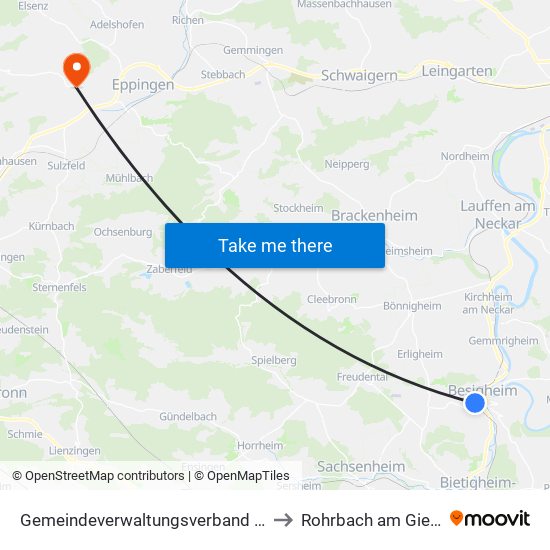Gemeindeverwaltungsverband Besigheim to Rohrbach am Gießhübel map