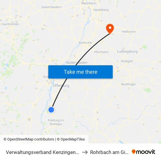 Verwaltungsverband Kenzingen-Herbolzheim to Rohrbach am Gießhübel map