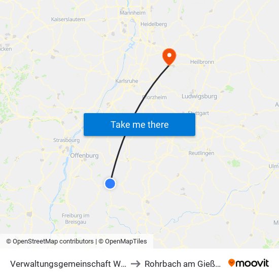 Verwaltungsgemeinschaft Wolfach to Rohrbach am Gießhübel map