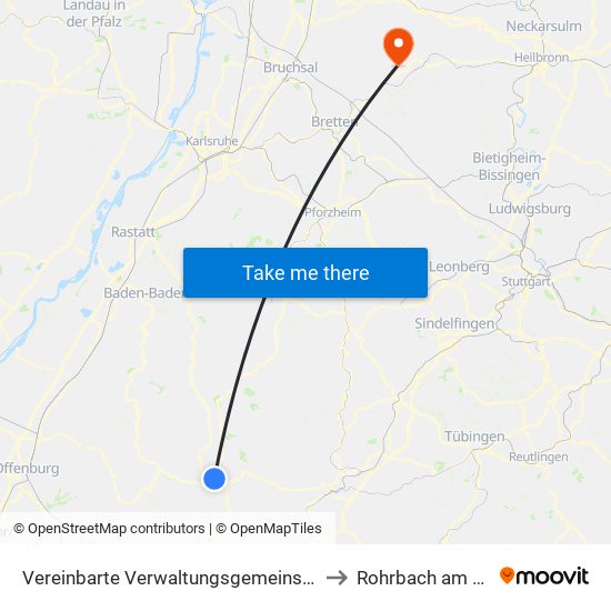 Vereinbarte Verwaltungsgemeinschaft Freudenstadt to Rohrbach am Gießhübel map