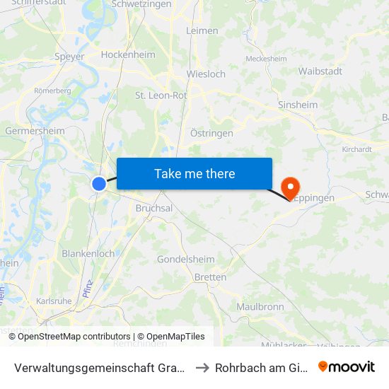 Verwaltungsgemeinschaft Graben-Neudorf to Rohrbach am Gießhübel map