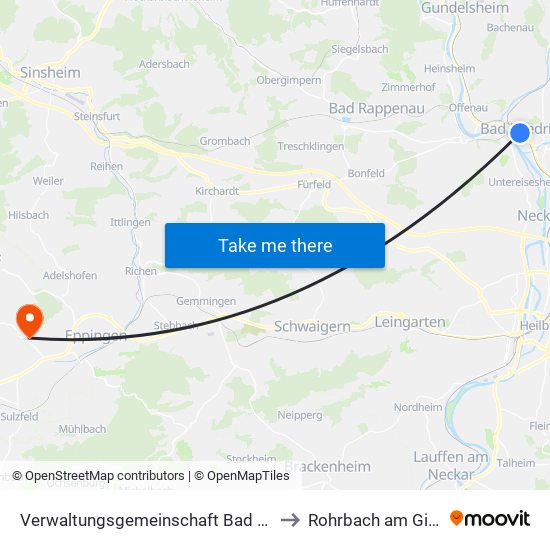 Verwaltungsgemeinschaft Bad Friedrichshall to Rohrbach am Gießhübel map
