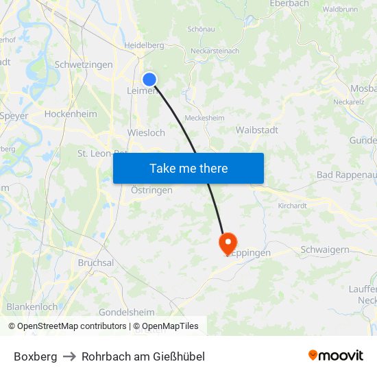 Boxberg to Rohrbach am Gießhübel map