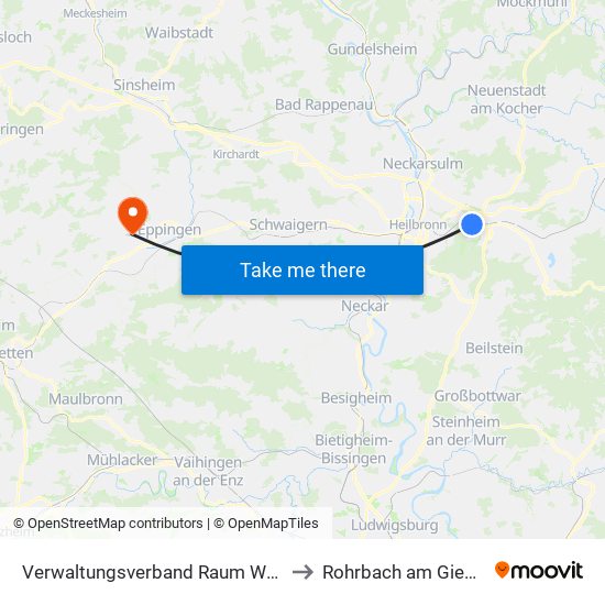 Verwaltungsverband Raum Weinsberg to Rohrbach am Gießhübel map