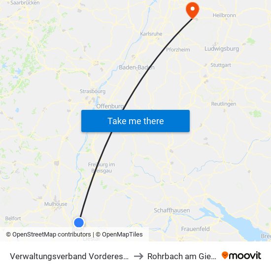 Verwaltungsverband Vorderes Kandertal to Rohrbach am Gießhübel map