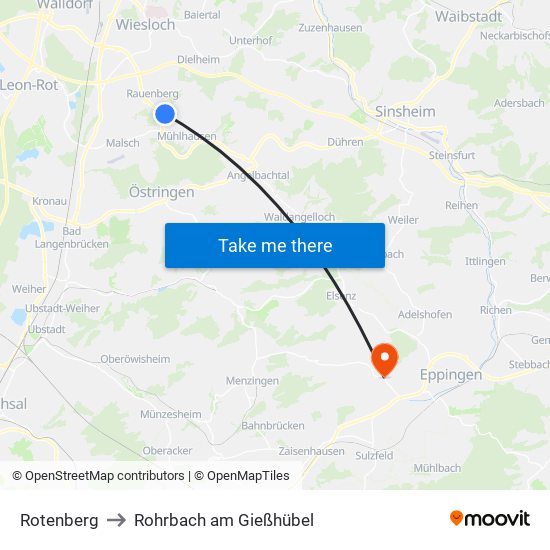 Rotenberg to Rohrbach am Gießhübel map