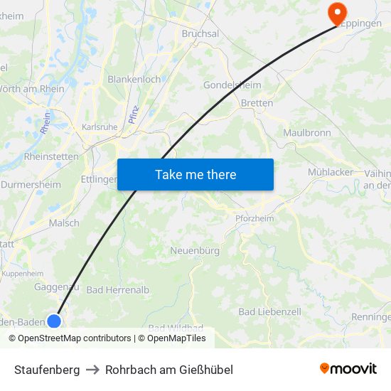 Staufenberg to Rohrbach am Gießhübel map